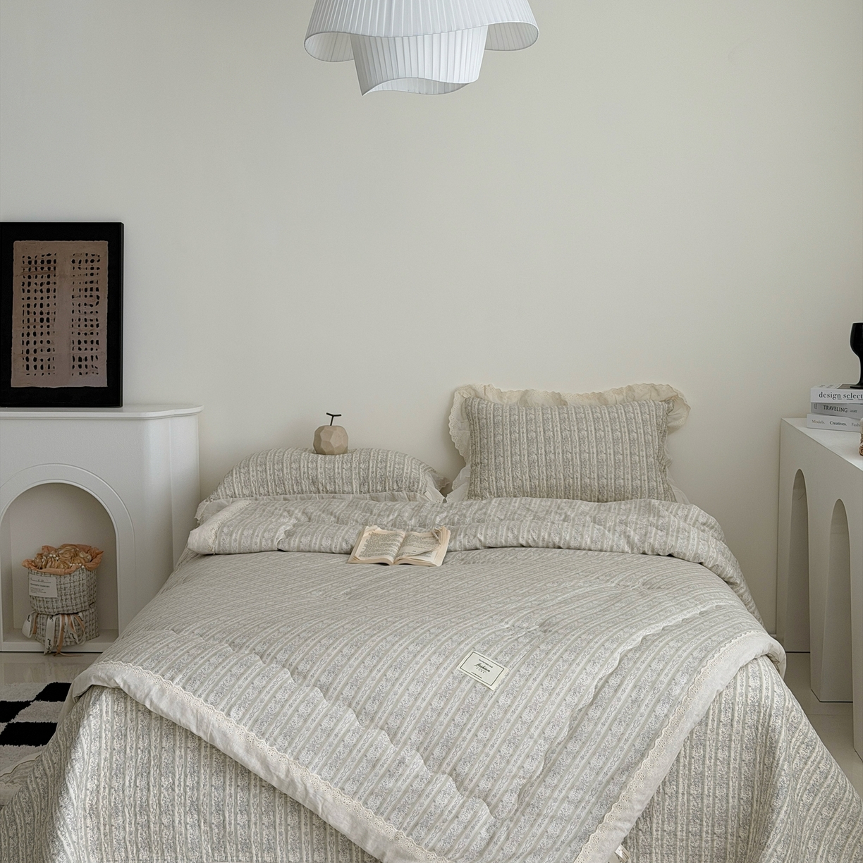 91家纺网 家纺一手货源 找家纺 佰织鑫家居 2026春夏新款全棉纯棉法式床盖款夏被夏凉被空调被夏被四件套春秋被四件套 伊甸园