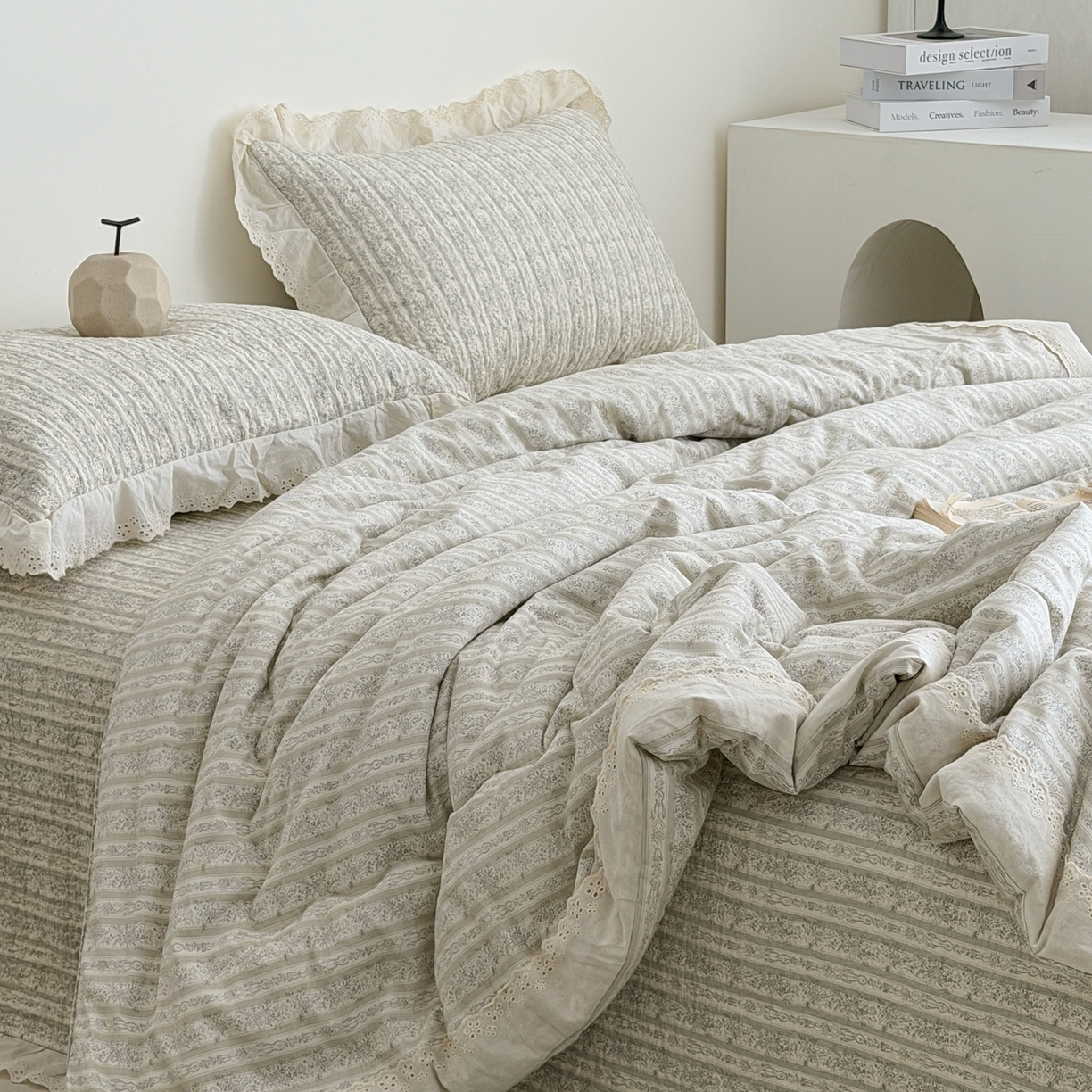 91家纺网 家纺一手货源 找家纺 佰织鑫家居 2026春夏新款全棉纯棉法式床盖款夏被夏凉被空调被夏被四件套春秋被四件套 伊甸园