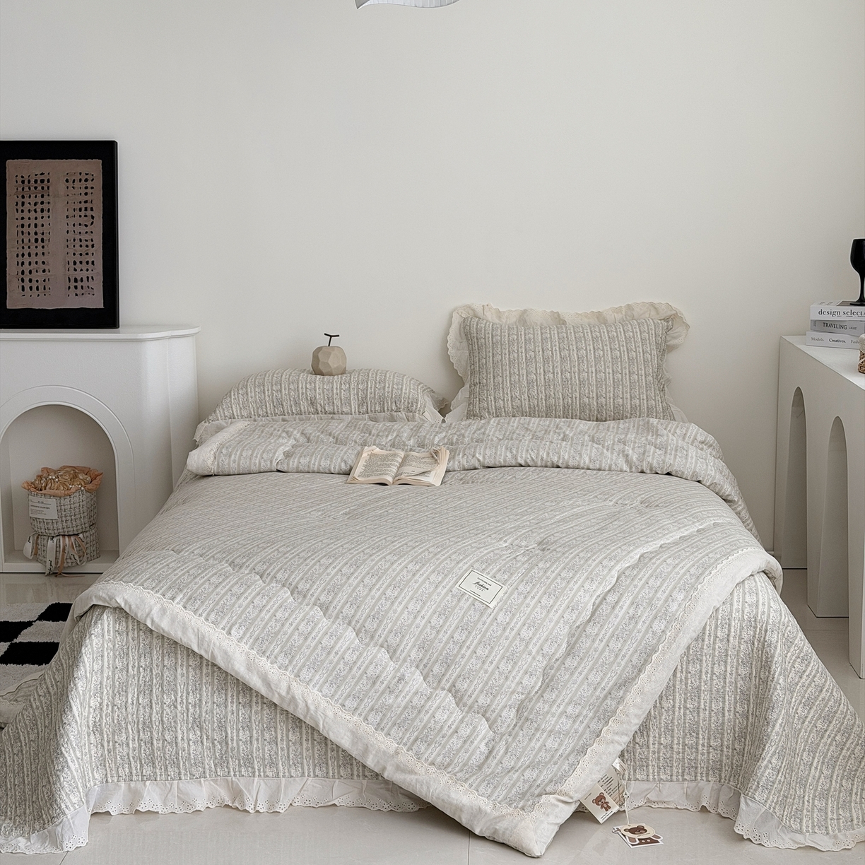 91家纺网 家纺一手货源 找家纺 佰织鑫家居 2026春夏新款全棉纯棉法式床盖款夏被夏凉被空调被夏被四件套春秋被四件套 伊甸园