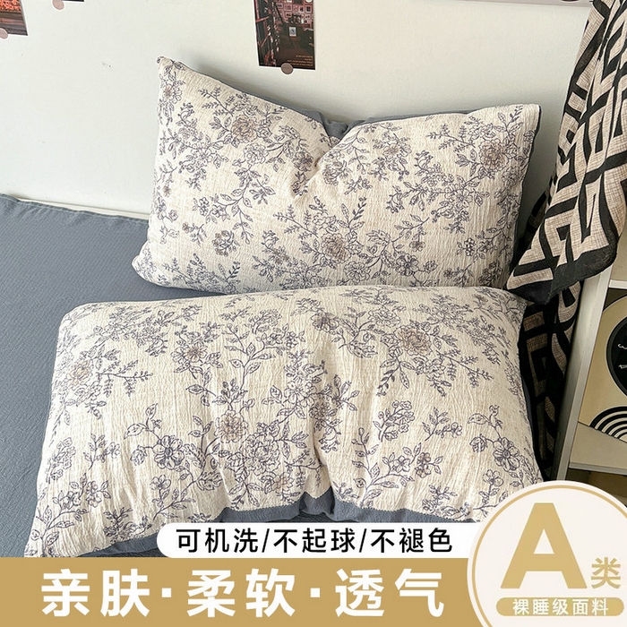 91家纺网 家纺一手货源 找家纺 （总）朵朵家纺 2026新款高级感轻奢复古美拉德色系双层纱泡芙棉床品四件套加厚水洗双层纱软