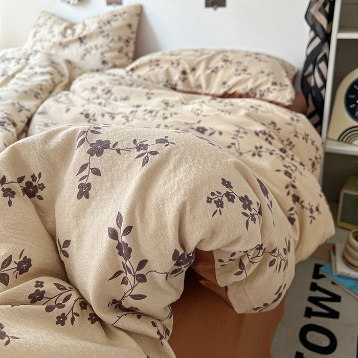 91家纺网 家纺一手货源 找家纺 朵朵家纺 2026新款高级感轻奢复古美拉德色系双层纱泡芙棉床品四件套加厚水洗双层纱软 暮光