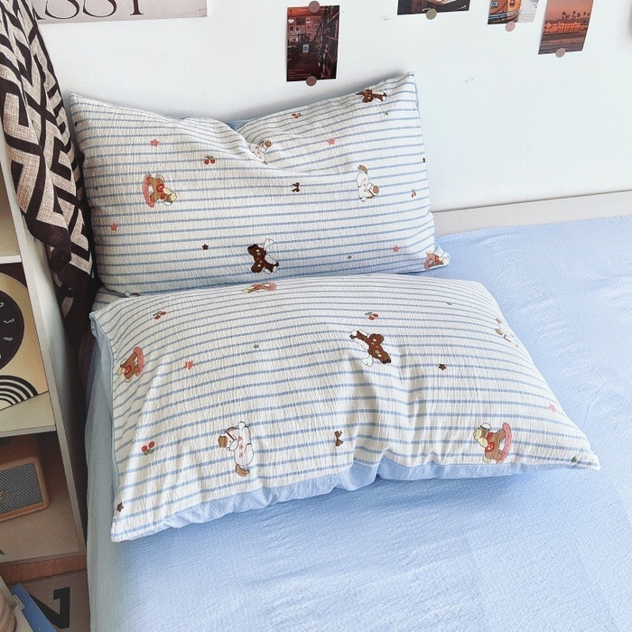 91家纺网 家纺一手货源 找家纺 朵朵家纺 2026新款高级感轻奢复古美拉德色系双层纱泡芙棉床品四件套加厚水洗双层纱软 木马拾光