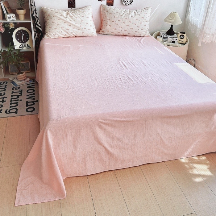 91家纺网 家纺一手货源 找家纺 朵朵家纺 2026新款高级感轻奢复古美拉德色系双层纱泡芙棉床品四件套加厚水洗双层纱软 奶芙兔