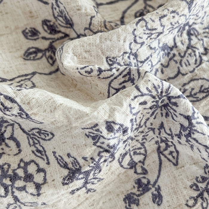 91家纺网 家纺一手货源 找家纺 朵朵家纺 2026新款高级感轻奢复古美拉德色系双层纱泡芙棉床品四件套加厚水洗双层纱软 青花瓷