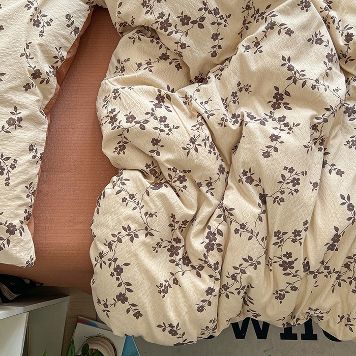 91家纺网 家纺一手货源 找家纺 朵朵家纺 2026新款高级感轻奢复古美拉德色系双层纱泡芙棉床品四件套加厚水洗双层纱软 暮光