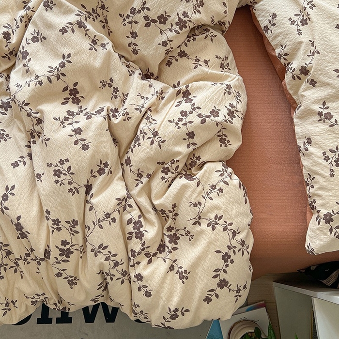 91家纺网 家纺一手货源 找家纺 朵朵家纺 2026新款高级感轻奢复古美拉德色系双层纱泡芙棉床品四件套加厚水洗双层纱软 暮光