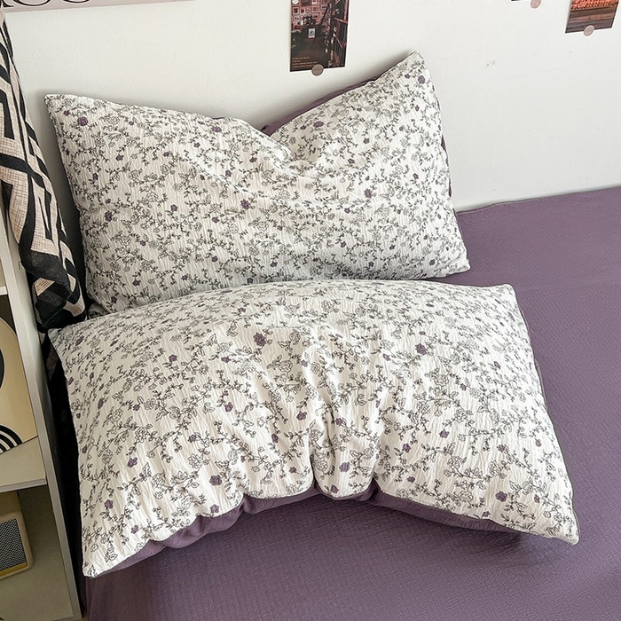 91家纺网 家纺一手货源 找家纺 朵朵家纺 2026新款高级感轻奢复古美拉德色系双层纱泡芙棉床品四件套加厚水洗双层纱软 春风拂梦