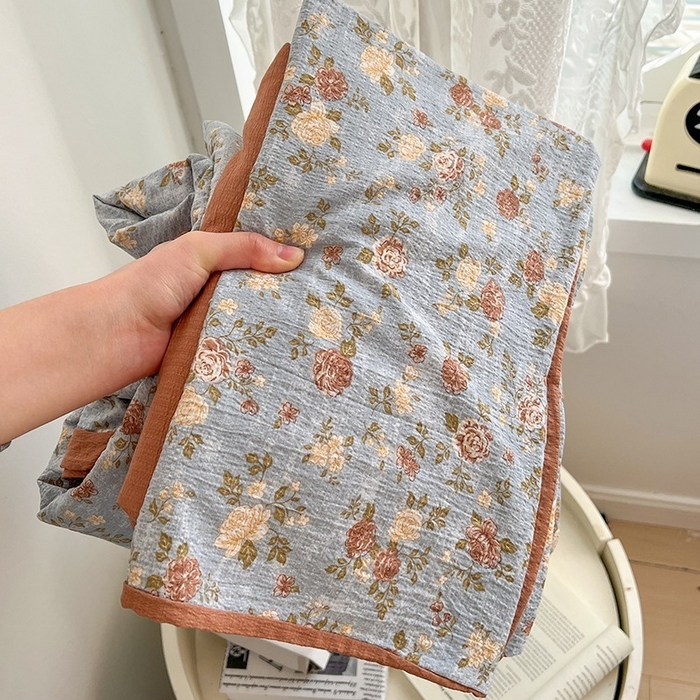 91家纺网 家纺一手货源 找家纺 朵朵家纺 2026新款高级感轻奢复古美拉德色系双层纱泡芙棉床品四件套加厚水洗双层纱软 醉玲珑