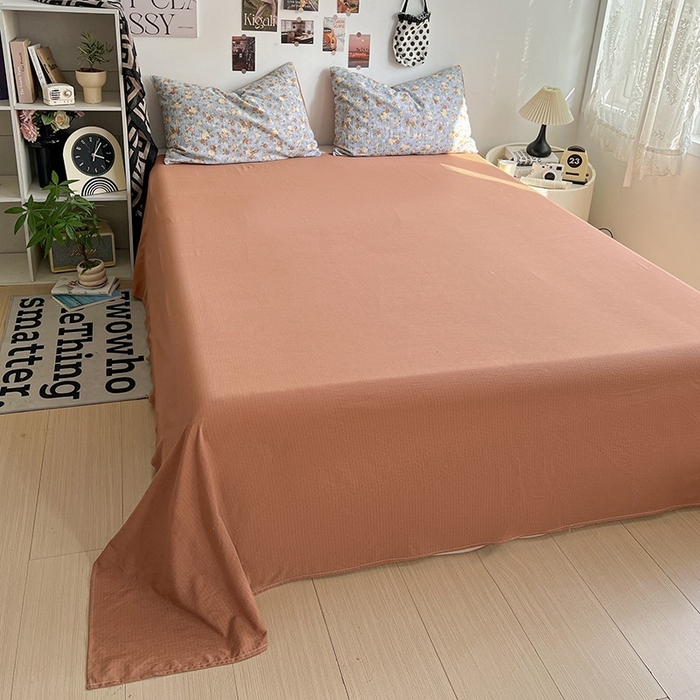 91家纺网 家纺一手货源 找家纺 朵朵家纺 2026新款高级感轻奢复古美拉德色系双层纱泡芙棉床品四件套加厚水洗双层纱软 醉玲珑