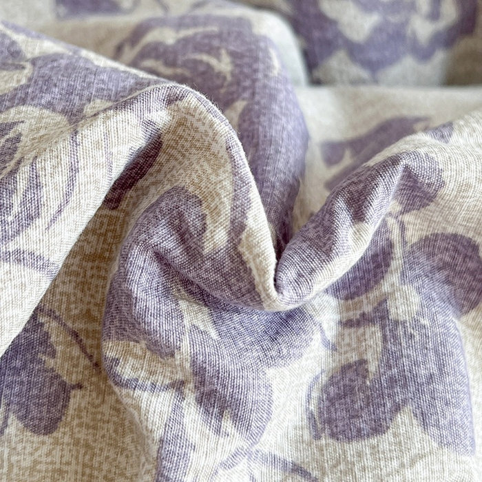 91家纺网 家纺一手货源 找家纺 朵朵家纺 2026新款高级感轻奢复古美拉德色系双层纱泡芙棉床品四件套加厚水洗双层纱软 紫韵