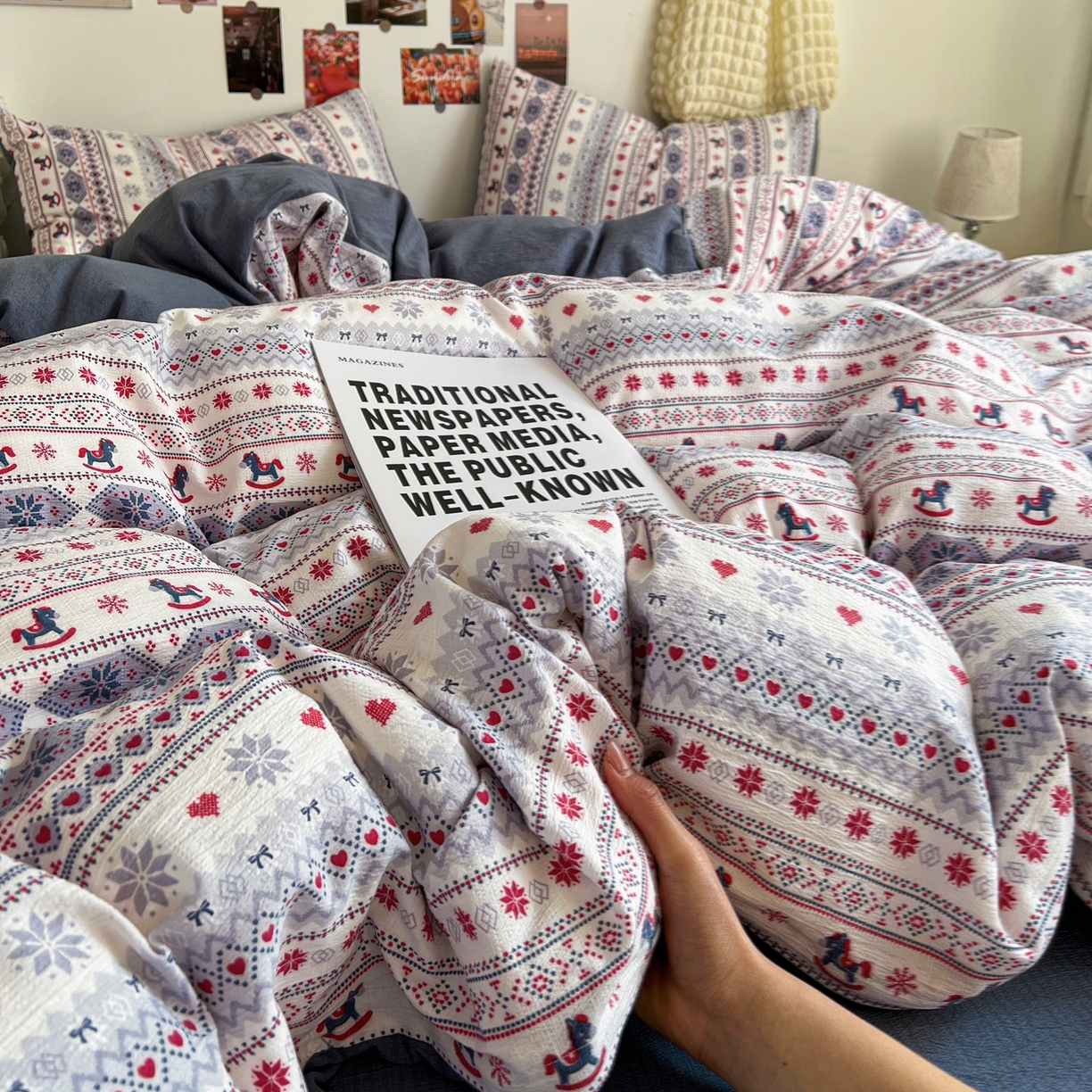 91家纺网 家纺一手货源 找家纺 朵朵家纺 2026新款高级感轻奢复古美拉德色系双层纱泡芙棉床品四件套加厚水洗双层纱软 马上有福2