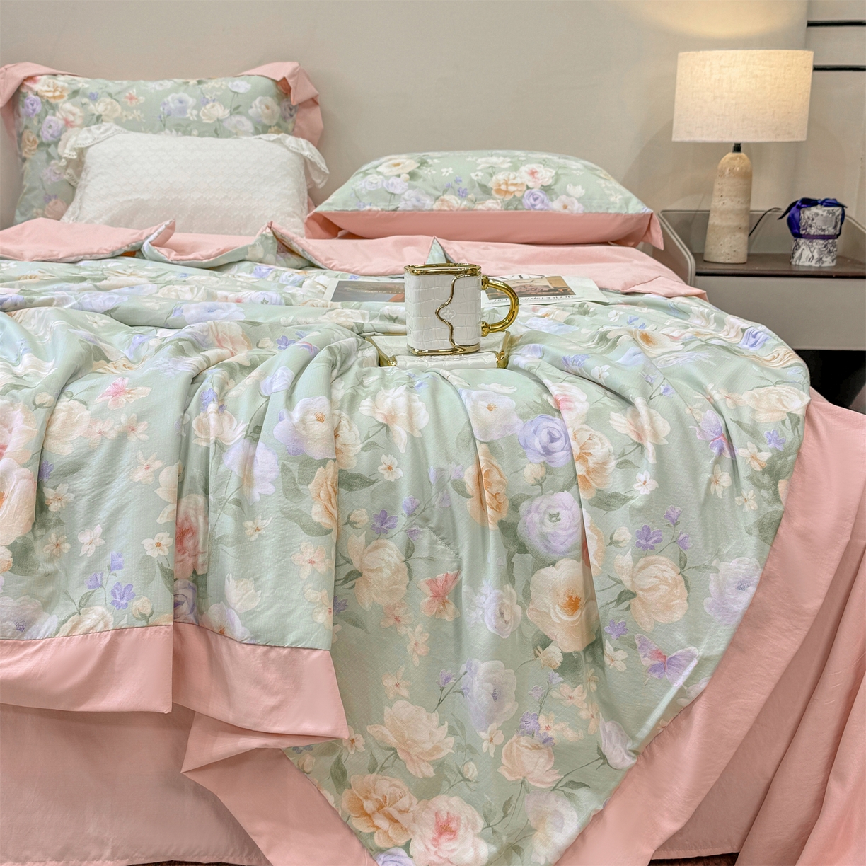 91家纺网 家纺一手货源 找家纺 （总）慕木家纺 2026新款A类印花慕丝棉凉感夏被夏凉被空调被四件套