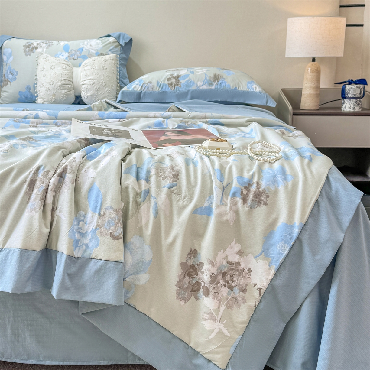 91家纺网 家纺一手货源 找家纺 （总）慕木家纺 2026新款A类印花慕丝棉凉感夏被夏凉被空调被四件套