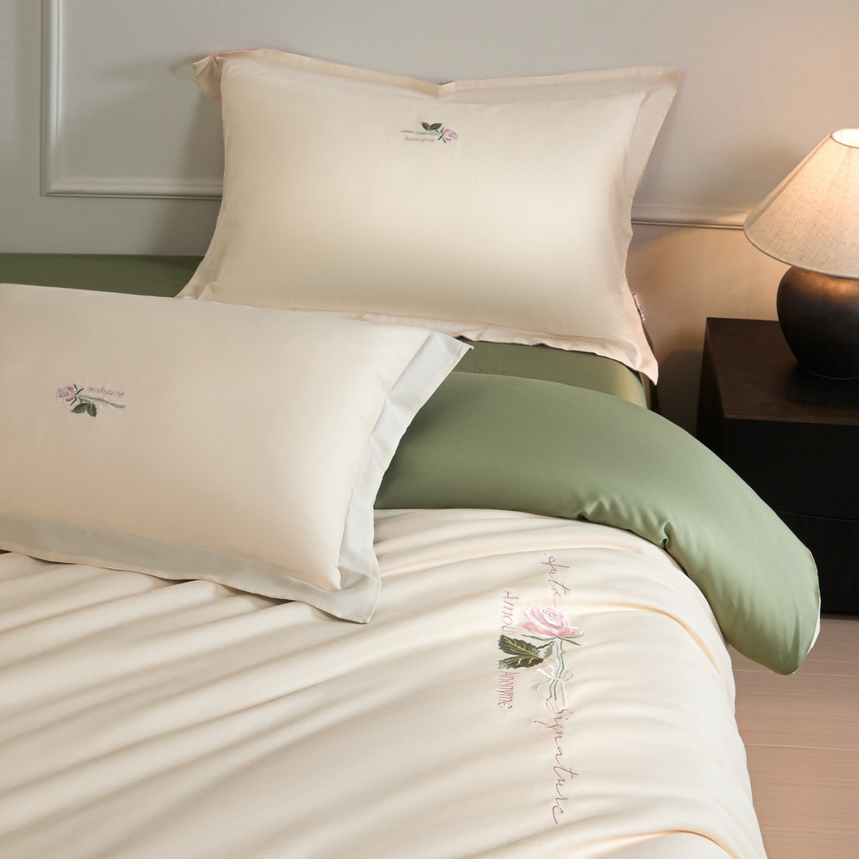 91家纺网 家纺一手货源 找家纺 （总）秀色家纺 2026新款100支长绒棉纯棉四件套轻奢全棉刺绣被套床单纯棉四季床品-唤醒