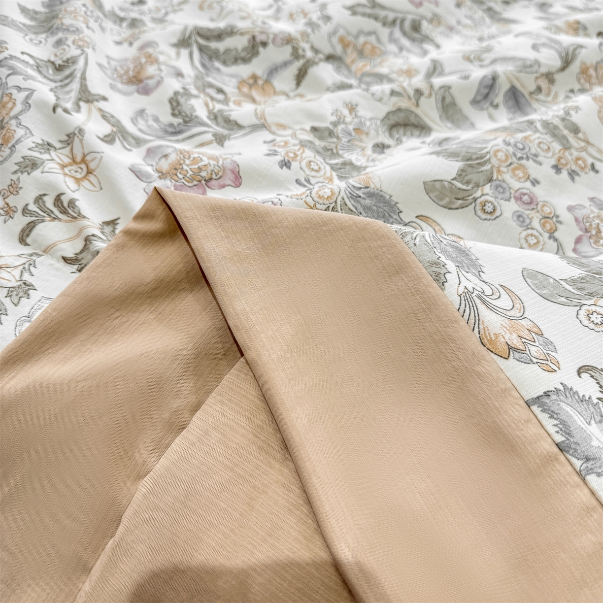 91家纺网 家纺一手货源 找家纺 慕木家纺 2026新款A类印花慕丝棉凉感夏被夏凉被空调被四件套 锦芙+驼