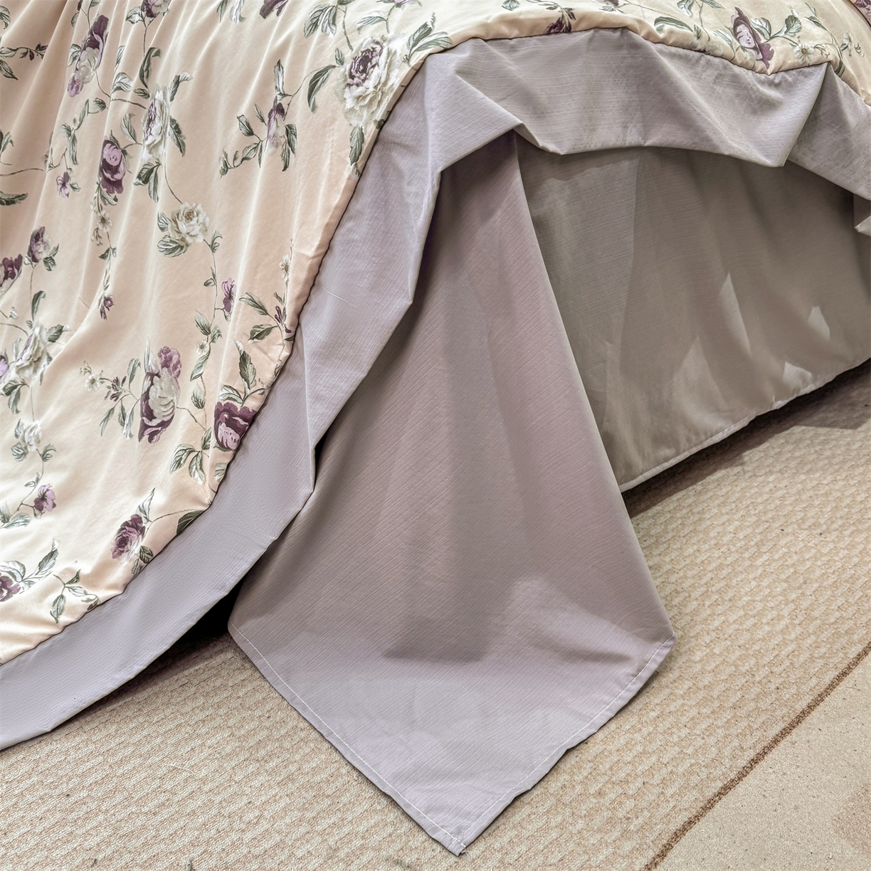 91家纺网 家纺一手货源 找家纺 慕木家纺 2026新款A类印花慕丝棉凉感夏被夏凉被空调被四件套 洛雅+黛紫