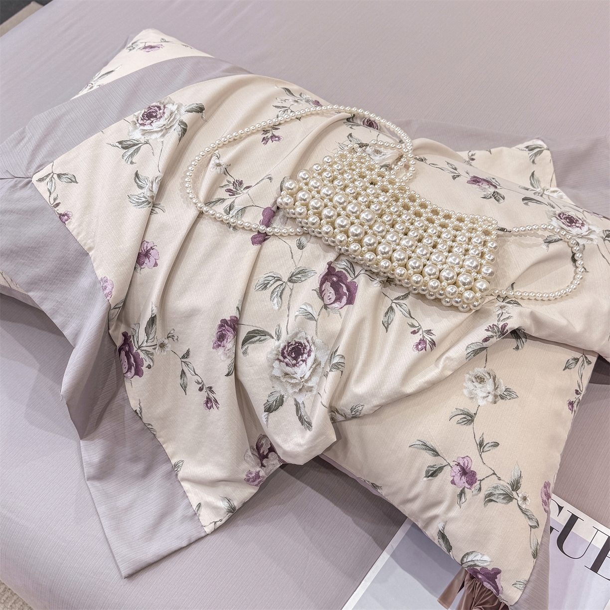 91家纺网 家纺一手货源 找家纺 慕木家纺 2026新款A类印花慕丝棉凉感夏被夏凉被空调被四件套 洛雅+黛紫