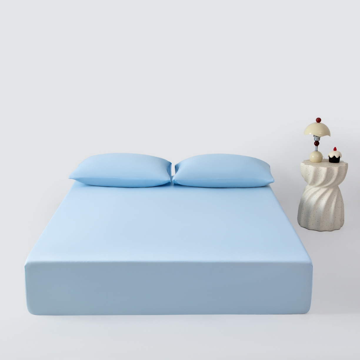 91家纺网 家纺一手货源 找家纺 其奥家纺 2026新款锦氨凉感床笠三件套A类耐磨5级0.35凉感有检测报告 晴蓝