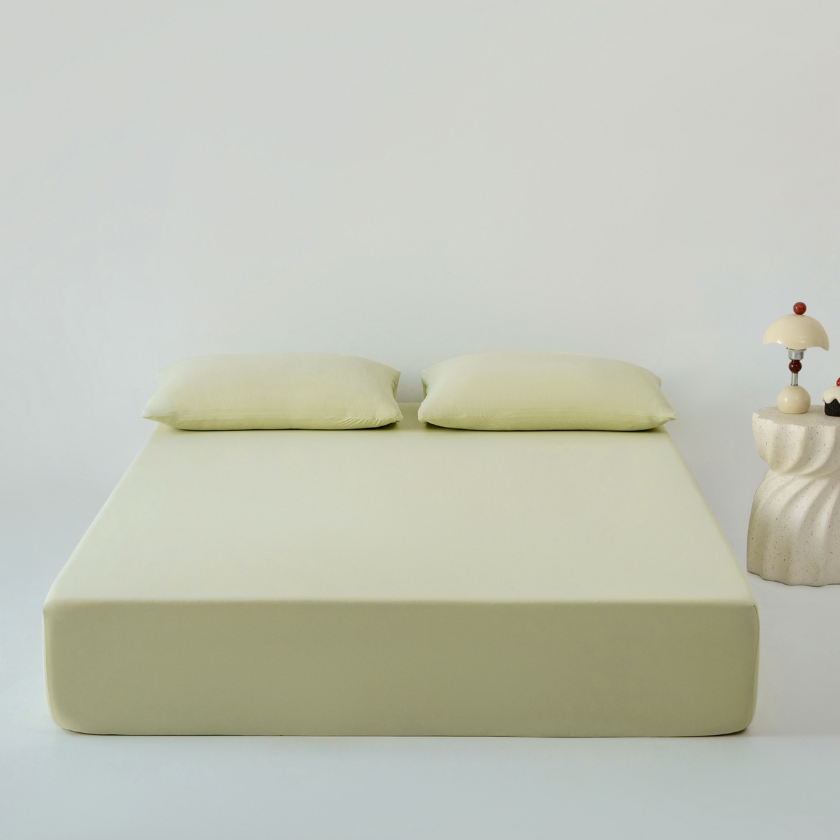 91家纺网 家纺一手货源 找家纺 其奥家纺 2026新款锦氨凉感床笠三件套A类耐磨5级0.35凉感有检测报告 香草绿