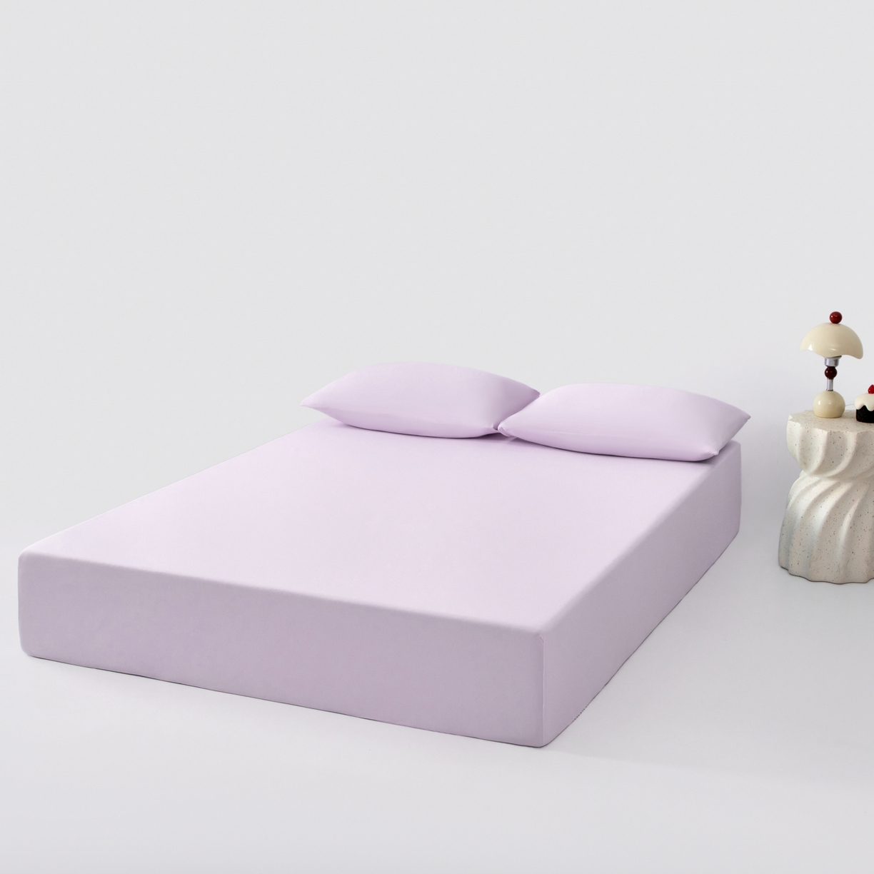 91家纺网 家纺一手货源 找家纺 其奥家纺 2026新款锦氨凉感床笠三件套A类耐磨5级0.35凉感有检测报告 丁香紫