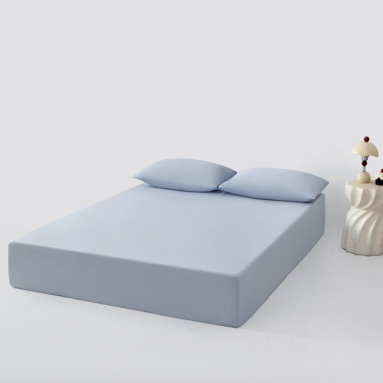 91家纺网 家纺一手货源 找家纺 其奥家纺 2026新款锦氨凉感床笠三件套A类耐磨5级0.35凉感有检测报告 芦灰