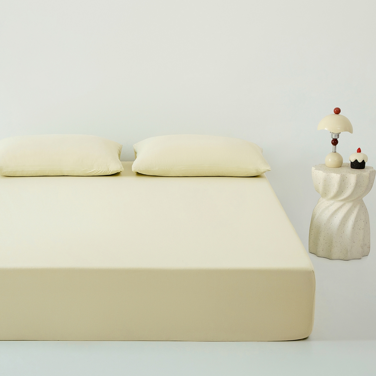 其奥家纺 2026新款锦氨凉感床笠三件套A类耐磨5级0.35凉感有检测报告 奶油黄