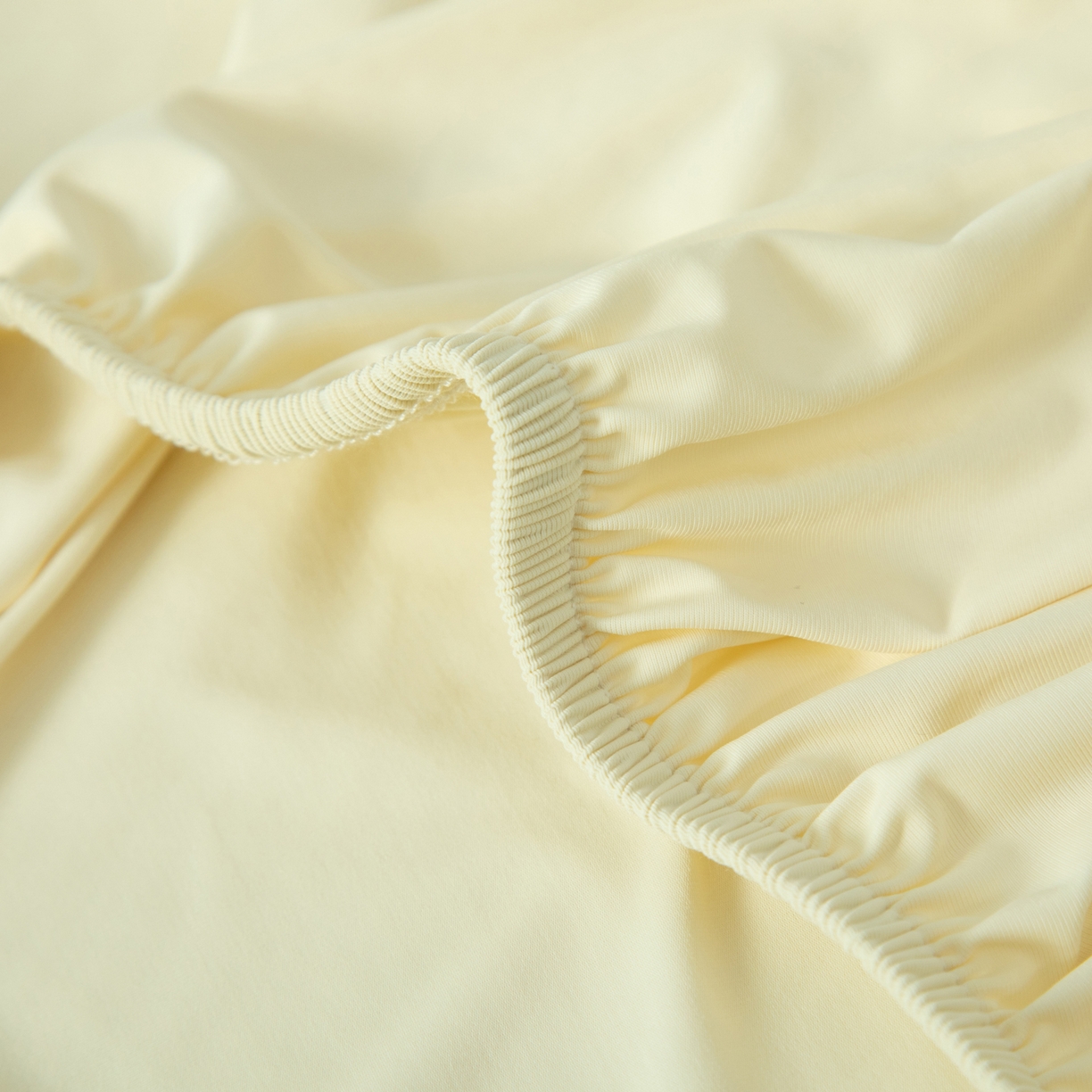 91家纺网 家纺一手货源 找家纺 其奥家纺 2026新款锦氨凉感床笠三件套A类耐磨5级0.35凉感有检测报告 奶油黄