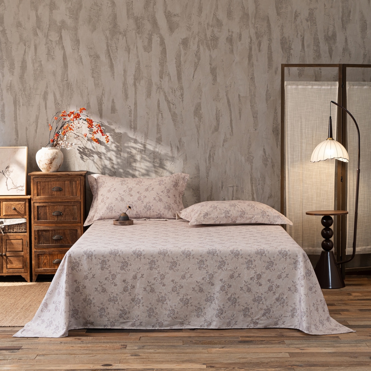 91家纺网 家纺一手货源 找家纺 凌云家纺 2026新款直播爆款复古风棉麻提花老粗布床单席子凉席三件套 曼塔玫瑰