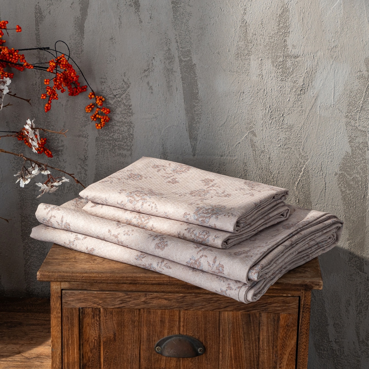 91家纺网 家纺一手货源 找家纺 凌云家纺 2026新款直播爆款复古风棉麻提花老粗布床单席子凉席三件套 曼塔玫瑰