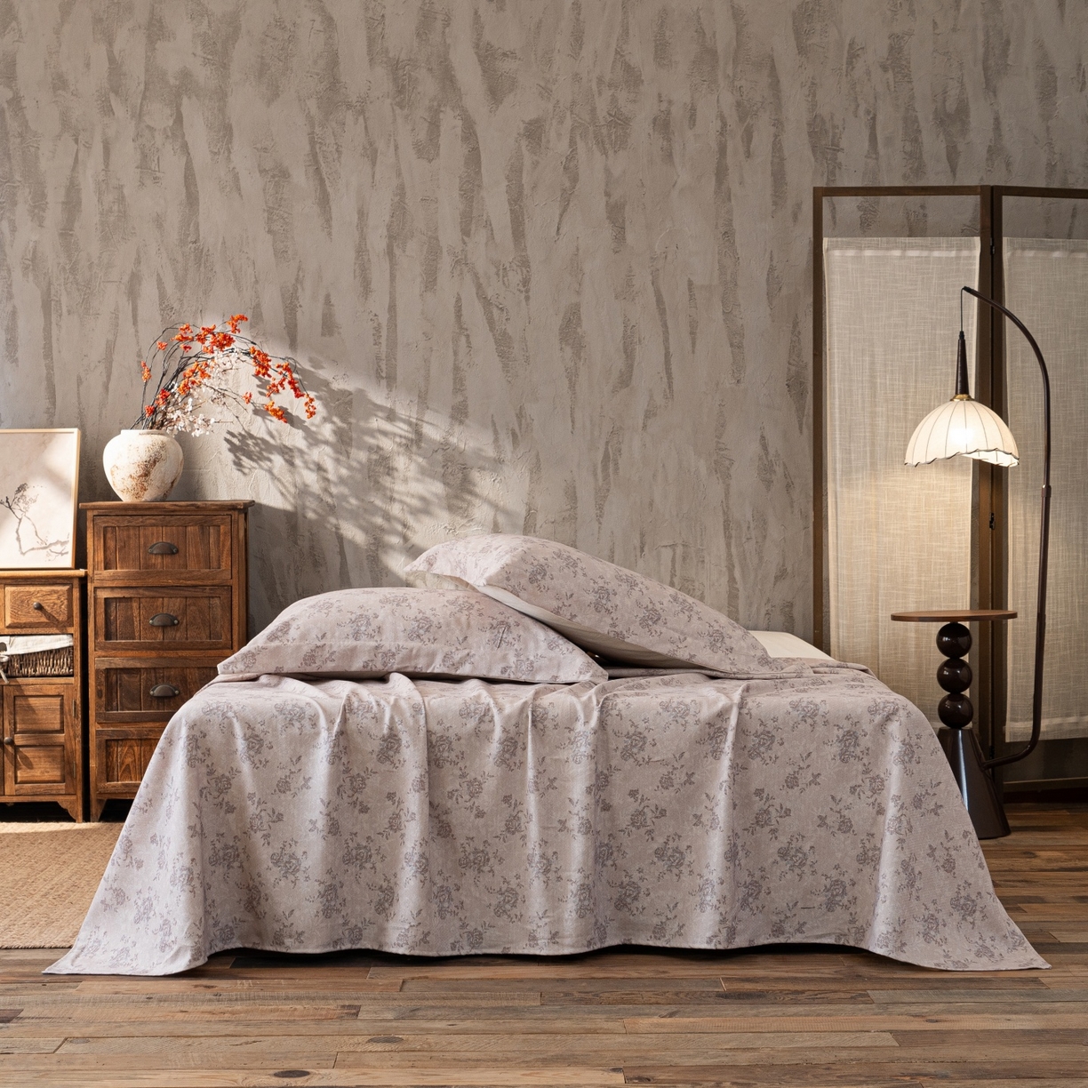 91家纺网 家纺一手货源 找家纺 凌云家纺 2026新款直播爆款复古风棉麻提花老粗布床单席子凉席三件套 曼塔玫瑰