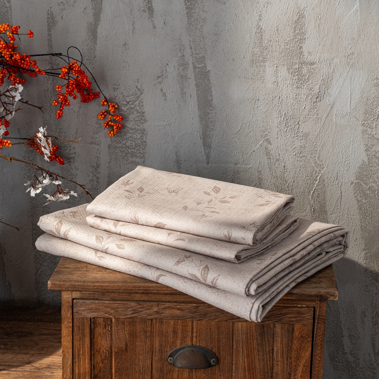 91家纺网 家纺一手货源 找家纺 凌云家纺 2026新款直播爆款复古风棉麻提花老粗布床单席子凉席三件套 花蝶