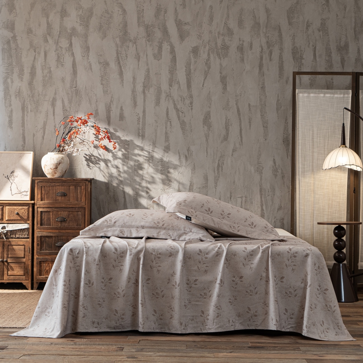 91家纺网 家纺一手货源 找家纺 凌云家纺 2026新款直播爆款复古风棉麻提花老粗布床单席子凉席三件套 花蝶