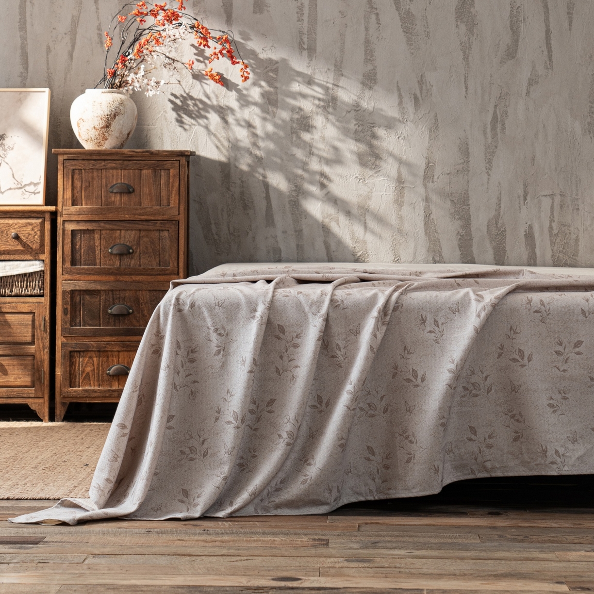 91家纺网 家纺一手货源 找家纺 凌云家纺 2026新款直播爆款复古风棉麻提花老粗布床单席子凉席三件套 花蝶