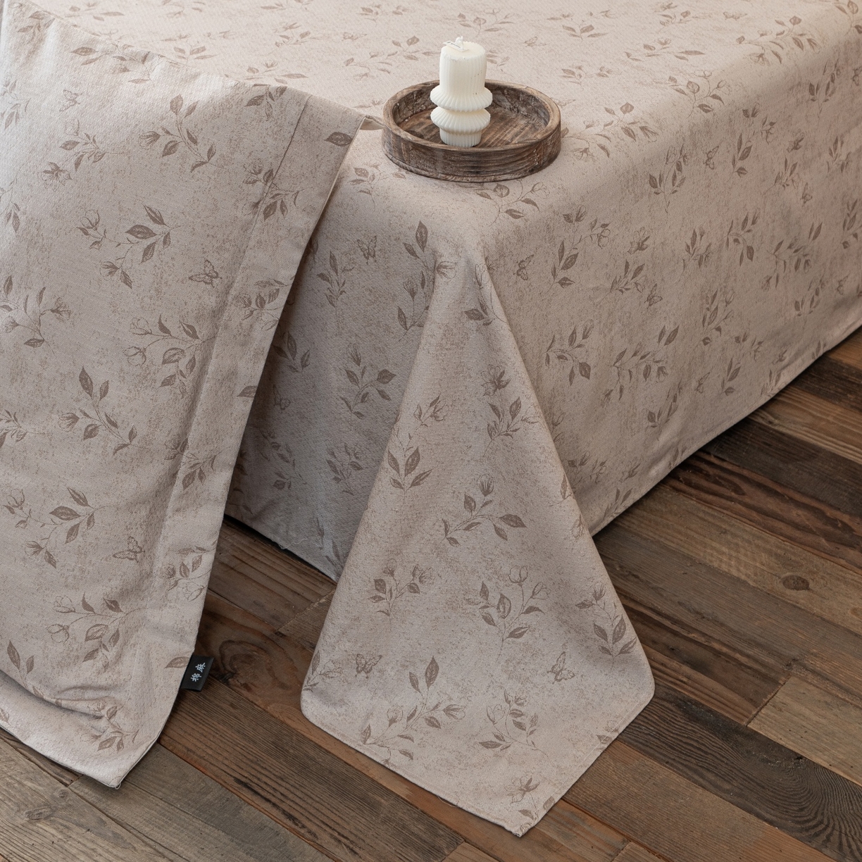 91家纺网 家纺一手货源 找家纺 凌云家纺 2026新款直播爆款复古风棉麻提花老粗布床单席子凉席三件套 花蝶