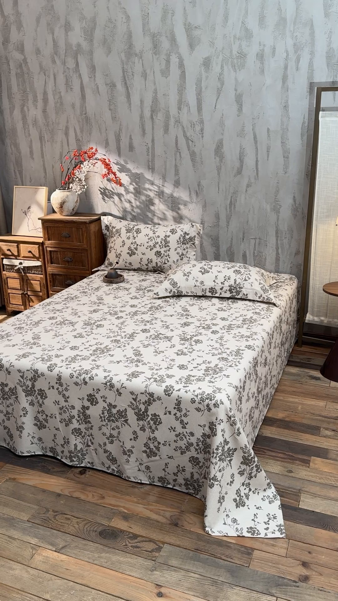 91家纺网 家纺一手货源 找家纺 凌云家纺 2026新款直播爆款复古风棉麻提花老粗布床单席子凉席三件套 暗香