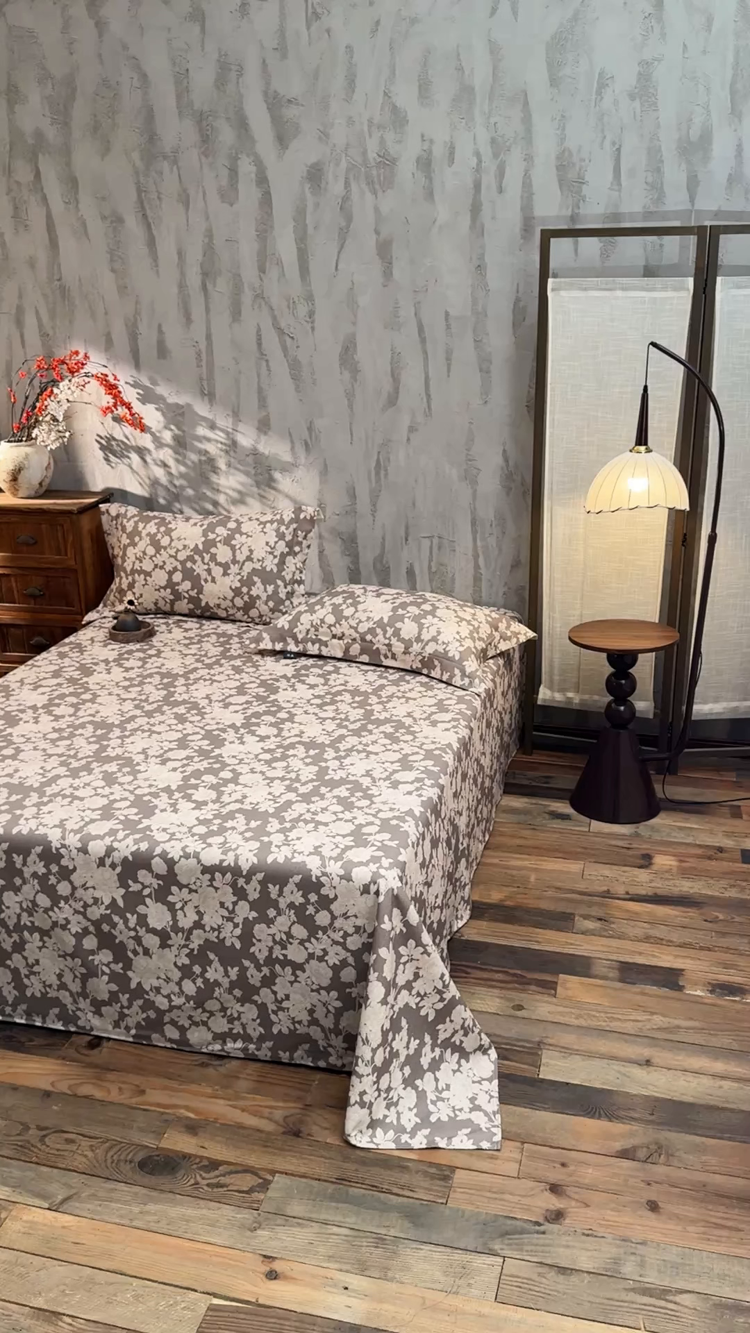 91家纺网 家纺一手货源 找家纺 凌云家纺 2026新款直播爆款复古风棉麻提花老粗布床单席子凉席三件套 月季锦簇