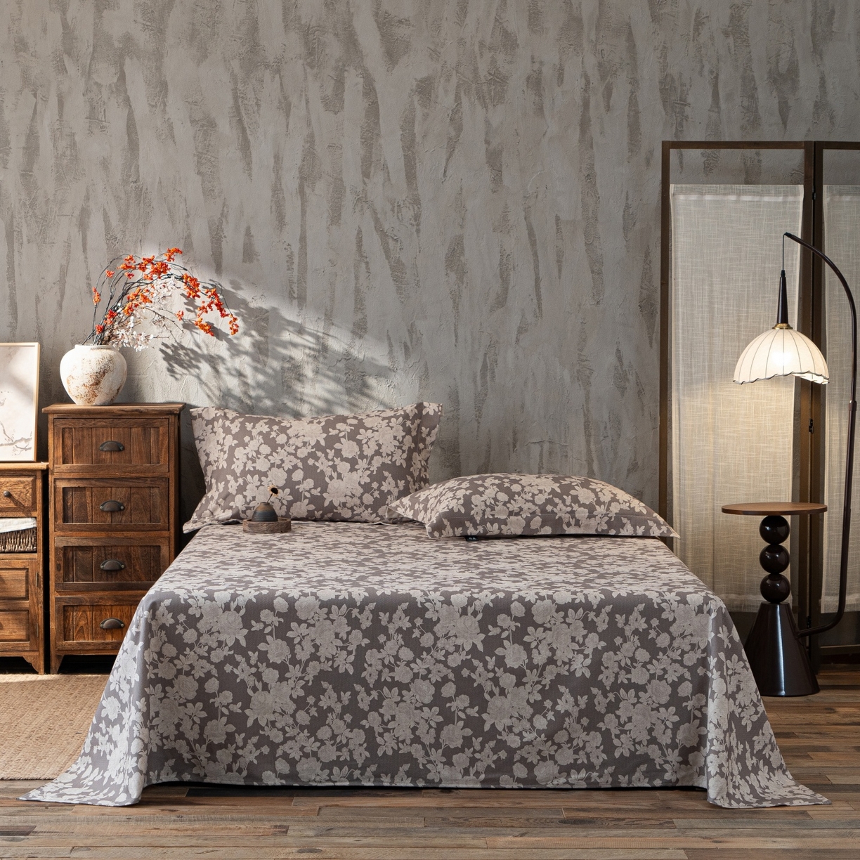 91家纺网 家纺一手货源 找家纺 （总）凌云家纺 2026新款直播爆款复古风棉麻提花老粗布床单席子凉席三件套