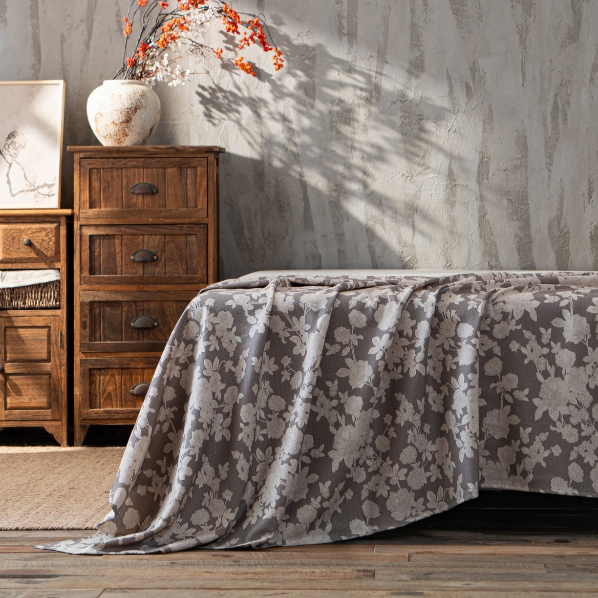 91家纺网 家纺一手货源 找家纺 （总）凌云家纺 2026新款直播爆款复古风棉麻提花老粗布床单席子凉席三件套