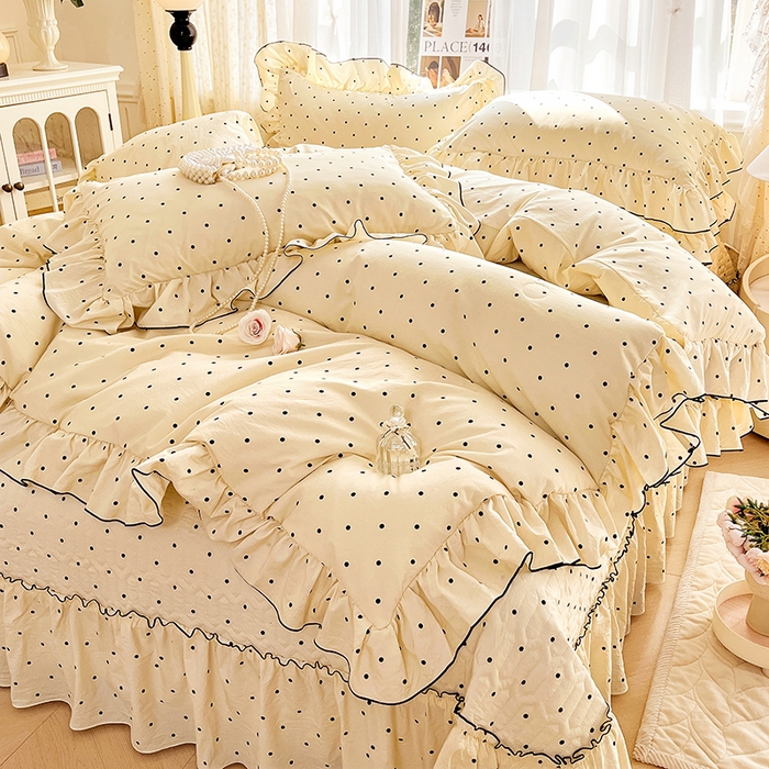 91家纺网 家纺一手货源 找家纺 （总）孟鑫家纺 2026韩版法式公主风水洗棉床盖款多功能二合一被套 夏被床盖四件套-小清新系列