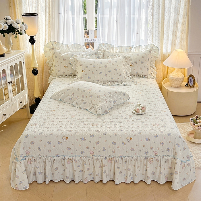 91家纺网 家纺一手货源 找家纺 孟鑫家纺 2026韩版法式公主风水洗棉床盖款多功能二合一被套 夏被床盖四件套-小清新系列 誓言