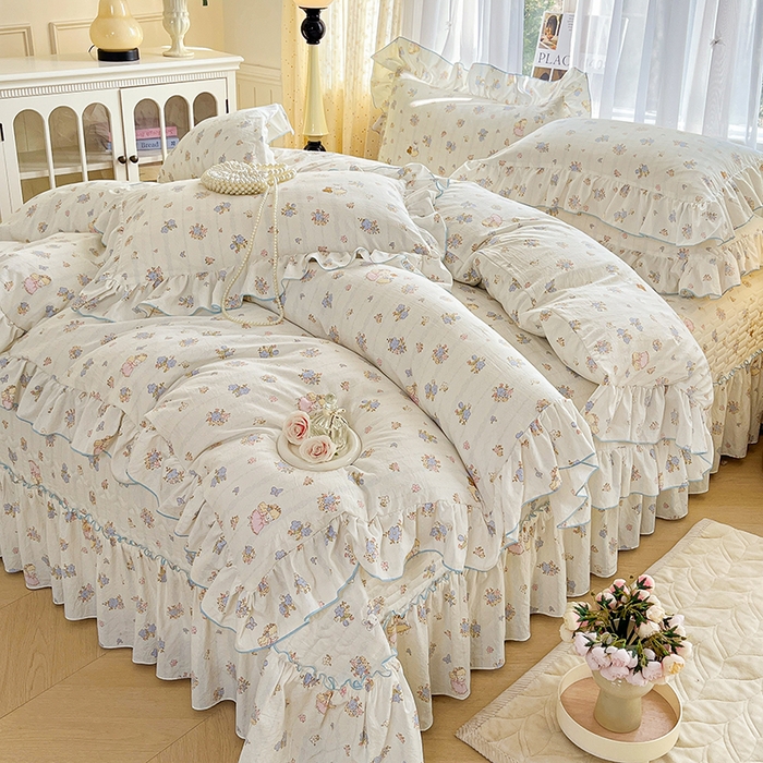 91家纺网 家纺一手货源 找家纺 孟鑫家纺 2026韩版法式公主风水洗棉床盖款多功能二合一被套 夏被床盖四件套-小清新系列 誓言