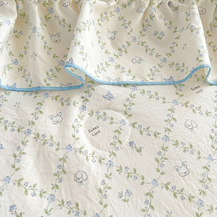 91家纺网 家纺一手货源 找家纺 孟鑫家纺 2026韩版法式公主风水洗棉床盖款多功能二合一被套 夏被床盖四件套-小清新系列 森林茶会