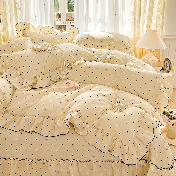 91家纺网 家纺一手货源 找家纺 （总）孟鑫家纺 2026韩版法式公主风水洗棉床盖款多功能二合一被套 夏被床盖四件套-小清新系列