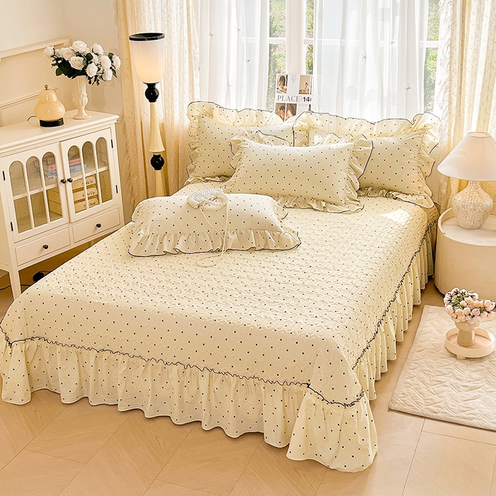 91家纺网 家纺一手货源 找家纺 （总）孟鑫家纺 2026韩版法式公主风水洗棉床盖款多功能二合一被套 夏被床盖四件套-小清新系列