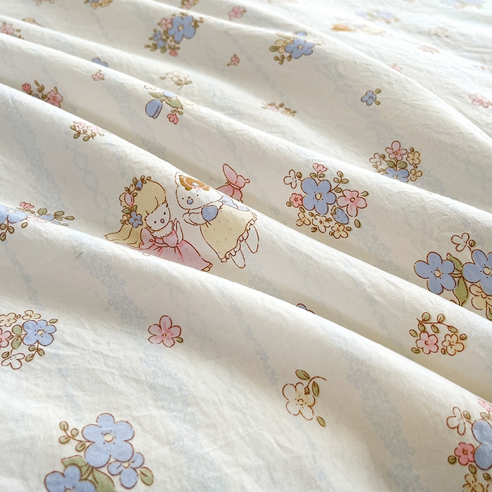 91家纺网 家纺一手货源 找家纺 孟鑫家纺 2026韩版法式公主风水洗棉床盖款多功能二合一被套 夏被床盖四件套-小清新系列 誓言