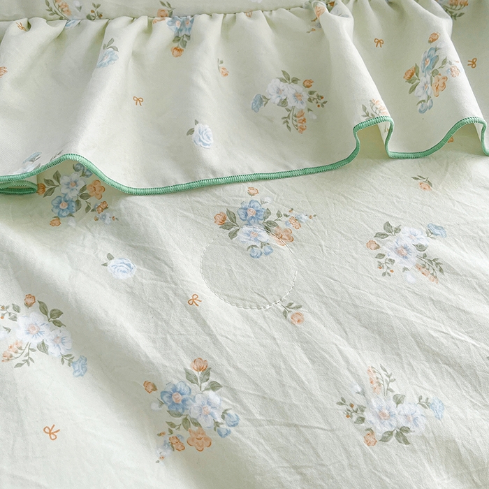 91家纺网 家纺一手货源 找家纺 孟鑫家纺 2026韩版法式公主风水洗棉床盖款多功能二合一被套 夏被床盖四件套-小清新系列 零星花枝