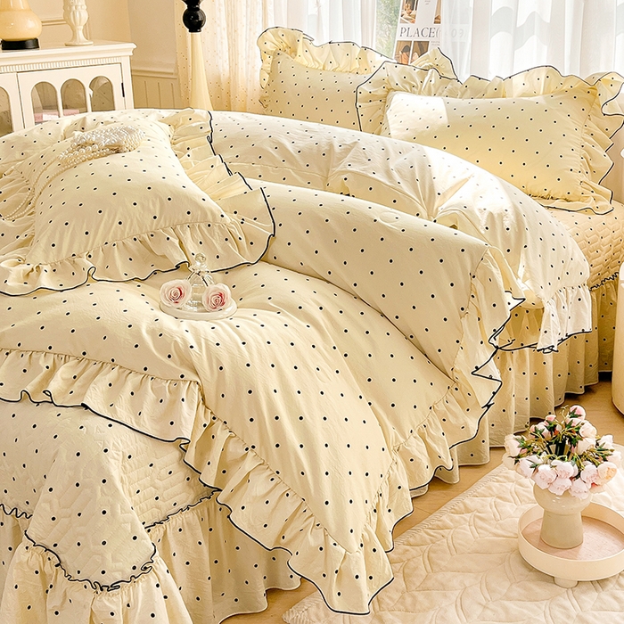 91家纺网 家纺一手货源 找家纺 （总）孟鑫家纺 2026韩版法式公主风水洗棉床盖款多功能二合一被套 夏被床盖四件套-小清新系列