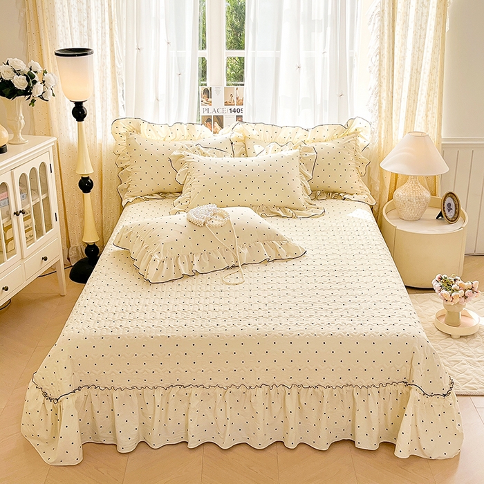 91家纺网 家纺一手货源 找家纺 （总）孟鑫家纺 2026韩版法式公主风水洗棉床盖款多功能二合一被套 夏被床盖四件套-小清新系列