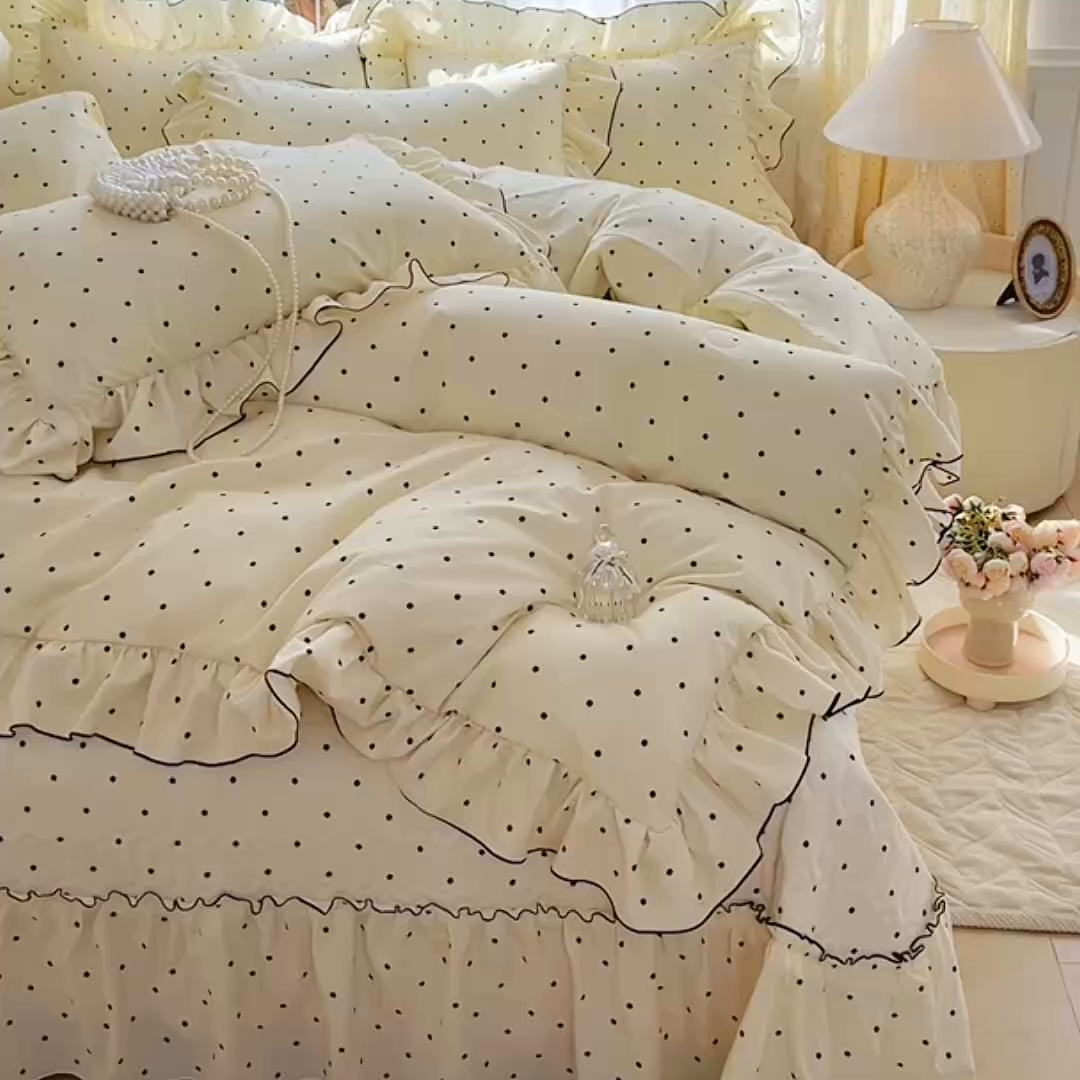 91家纺网 家纺一手货源 找家纺 （总）孟鑫家纺 2026韩版法式公主风水洗棉床盖款多功能二合一被套 夏被床盖四件套-小清新系列