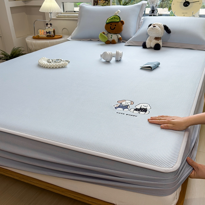 91家纺网 家纺一手货源 找家纺 （总）莱家富 2026新款可机洗冰豆豆冰丝席凉席a类母婴级凉感值过0.21夏天床笠款软席子夏季